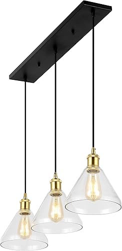JONATHAN Y JYL1123A Isla Kiawah de 30.5 pulgadas, 3 luces de metalvidrio, moderno colgante LED moderno de mediados de siglo para casa de campo de