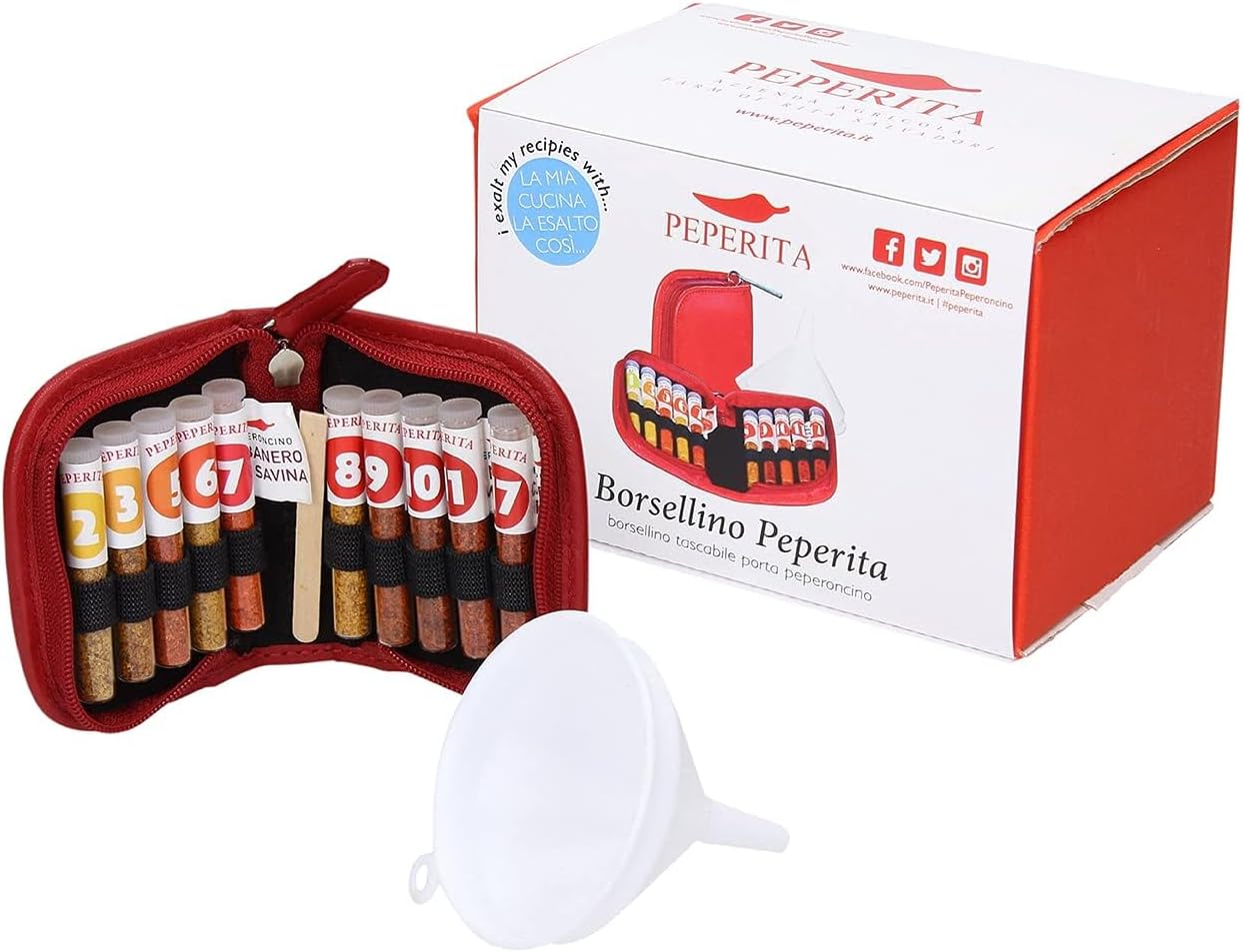 Peperita Classic Chili Powder Hot Spice Set of 10 Gourmet Peppers - Spicy Seasoning Gift Set with Storage Case - Ten 1.5g Glass Vials of Chili Powder - Super Spicy