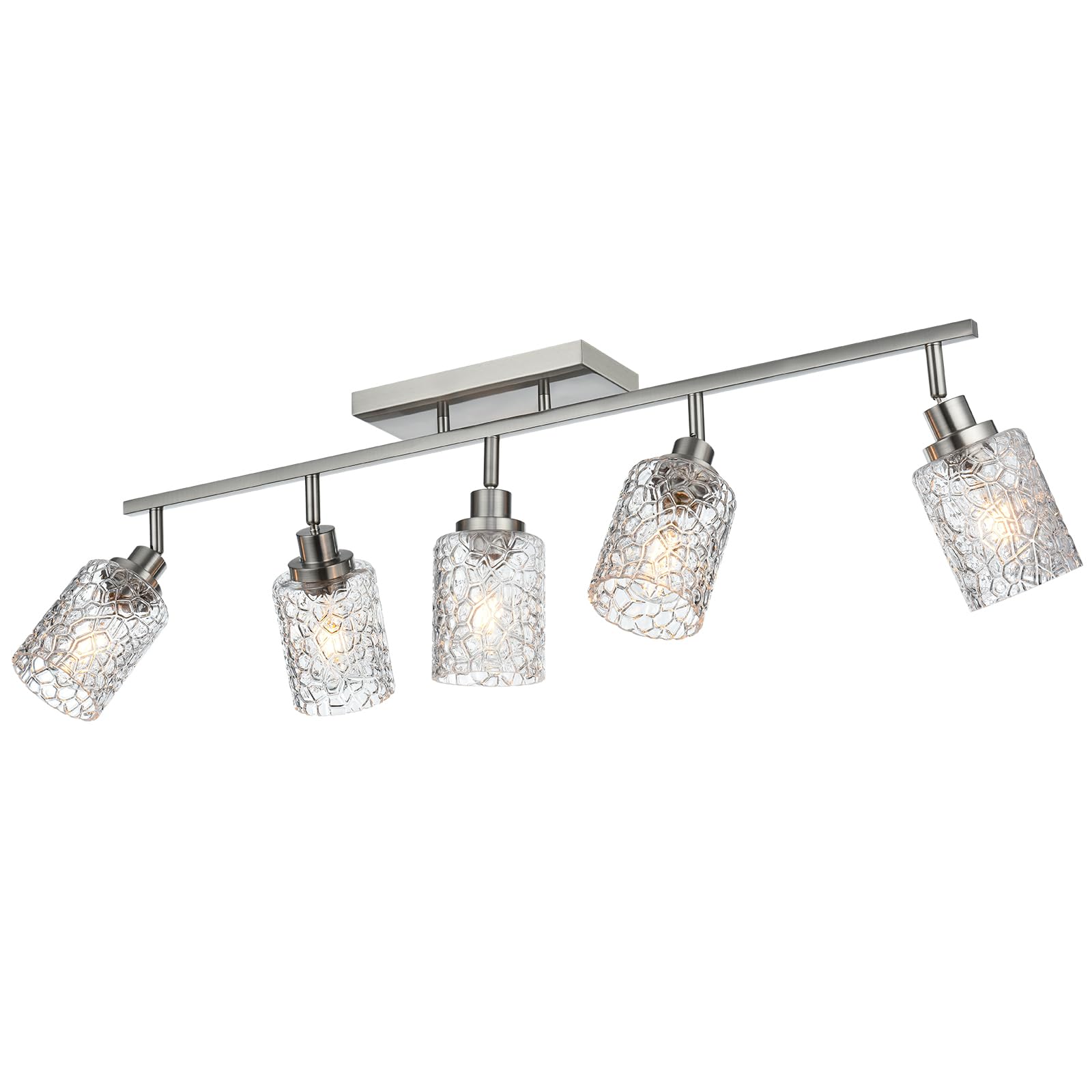 5 Light Track Lighting Kit with Rotatable Head, Brushed Nickel Finish Directional Spotlight Fixture Directional Spotlight
