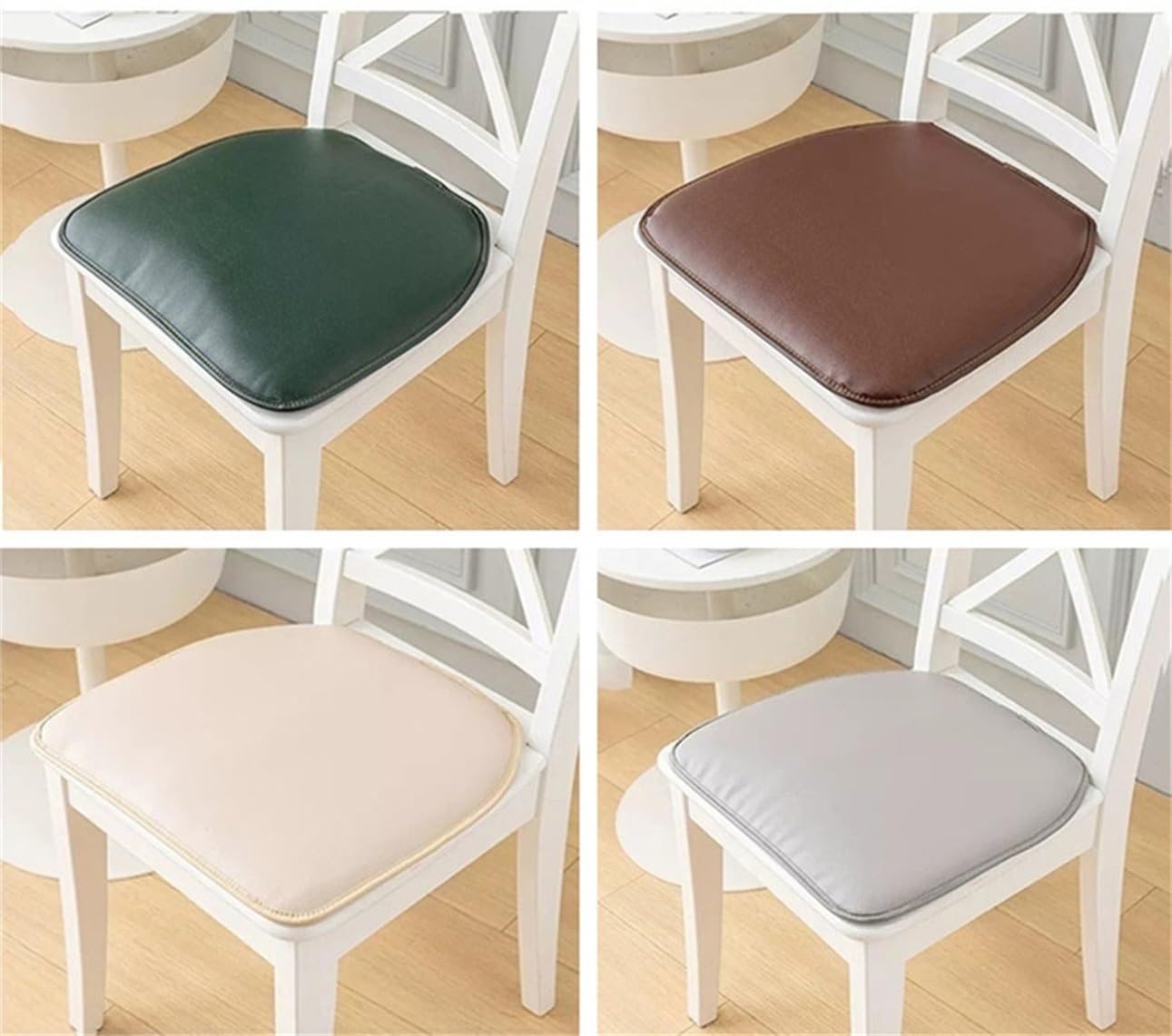 Coussin De Chaise De Salle À Manger, 6 Paquets De Galette De Chaise en Similicuir, Coussin De Siège en Forme De U, Coussin De Chaise Antidérapant(Beige)