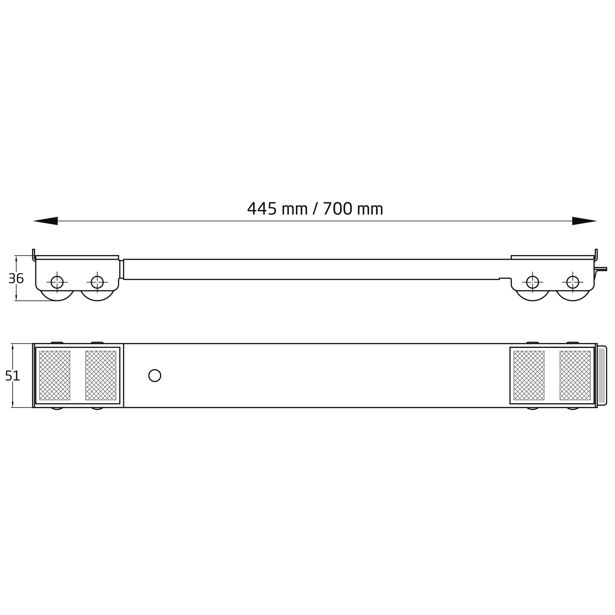 Amig - Base per lavatrice di mobili - Set di 2 basi rotanti in acciaio - Piattaforma con 24 ruote Elettrodomestici - Supporto per mobile per carico massimo di 125 kg - Estensione 44-70 cm - Bianco