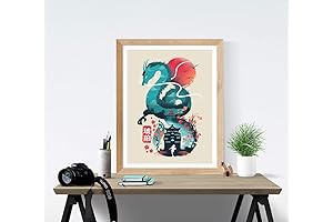 Ukiyo-e Dragon Art Print: Anime Posters for Bedroom Wall Decor