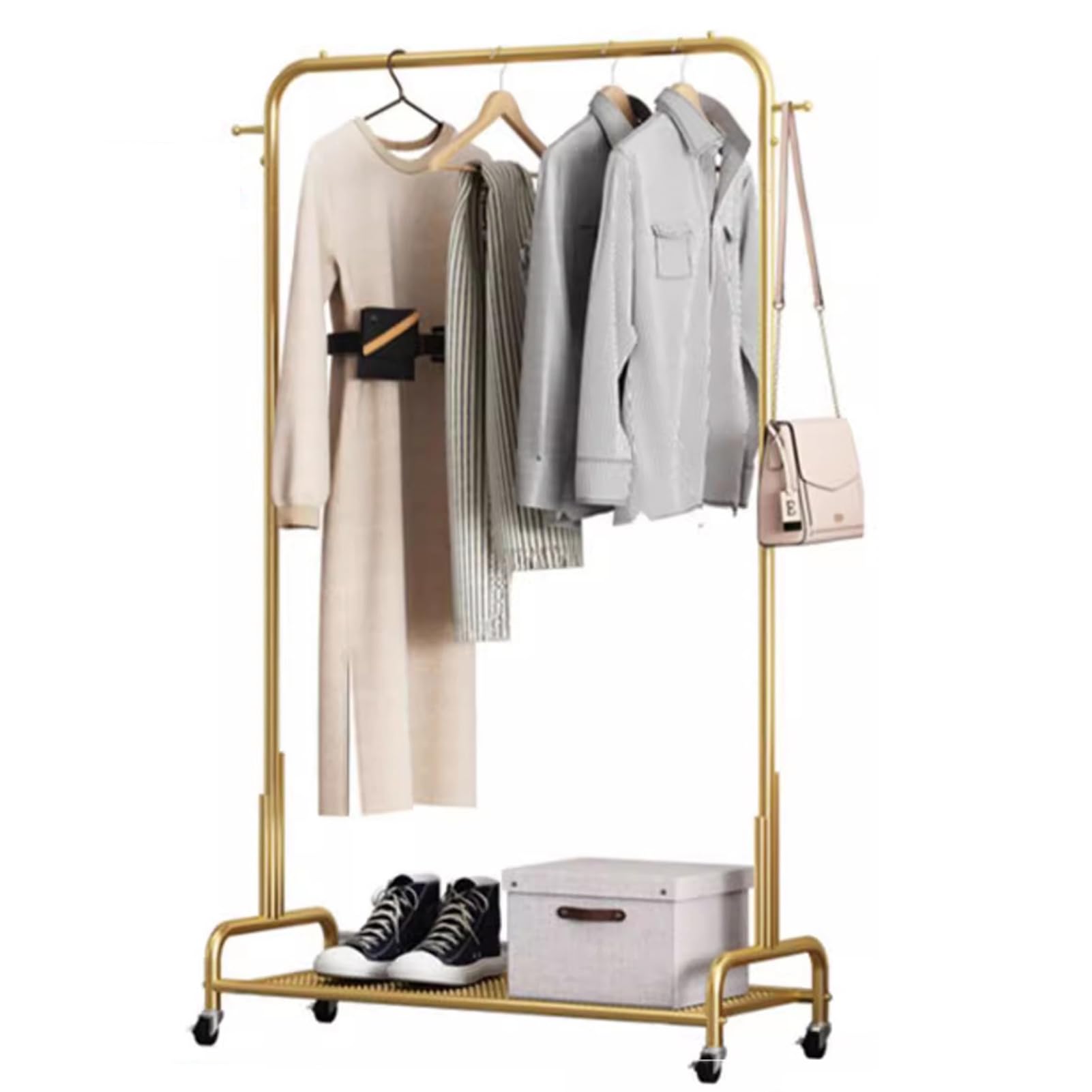 Portant à vêtements portable à roulettes doré Générique 80x38x170 cm