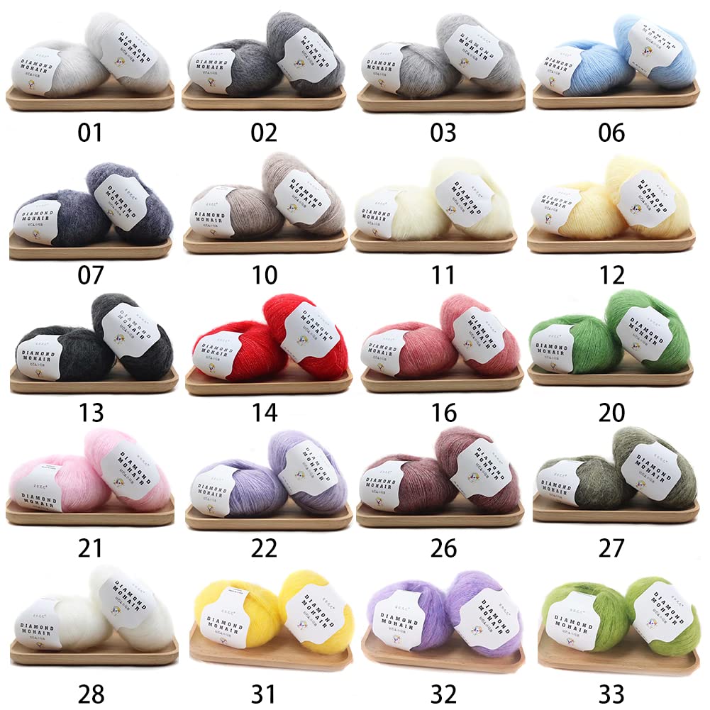 Super Soft 2-Ply Knitting Yarn - 2 Rolls Of Fluffy Crochet Yarn For Sweaters & Scarves (25g Each)