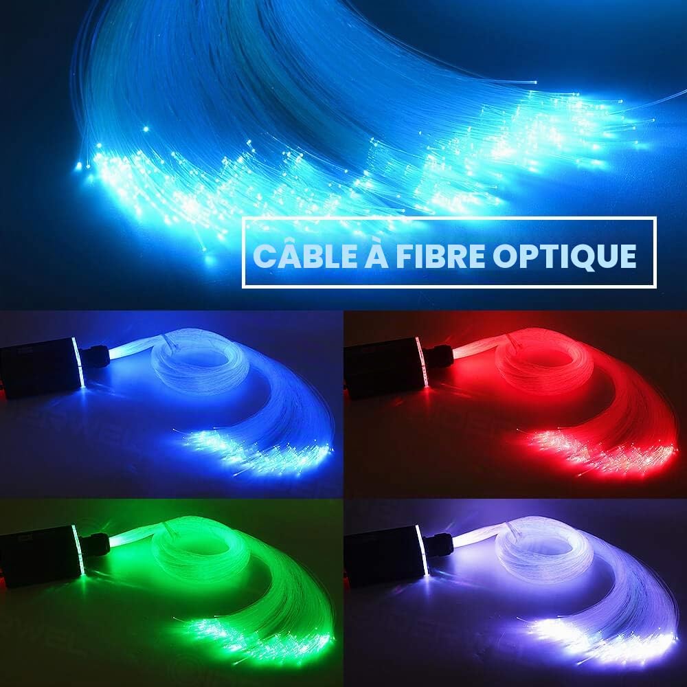 Câble à fibre optique LED 3 m 300 pièces 0,75 mm PMMA Plastic End Glow LED fibre optique pour plafond étoilé éclairage, tous les types de pilotes Light Engine (sans moteur à fibre optique)