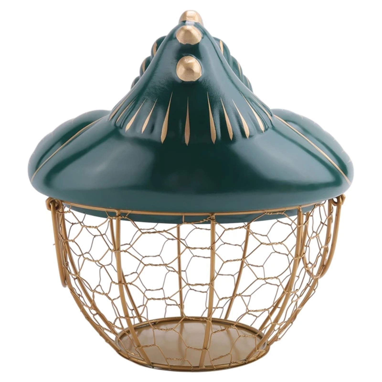 Egg Holder Storage Basket, Metal Wire Fruit Basket With Chicken Shape Lid Egg Holder, Storage Holds 30 Eggs