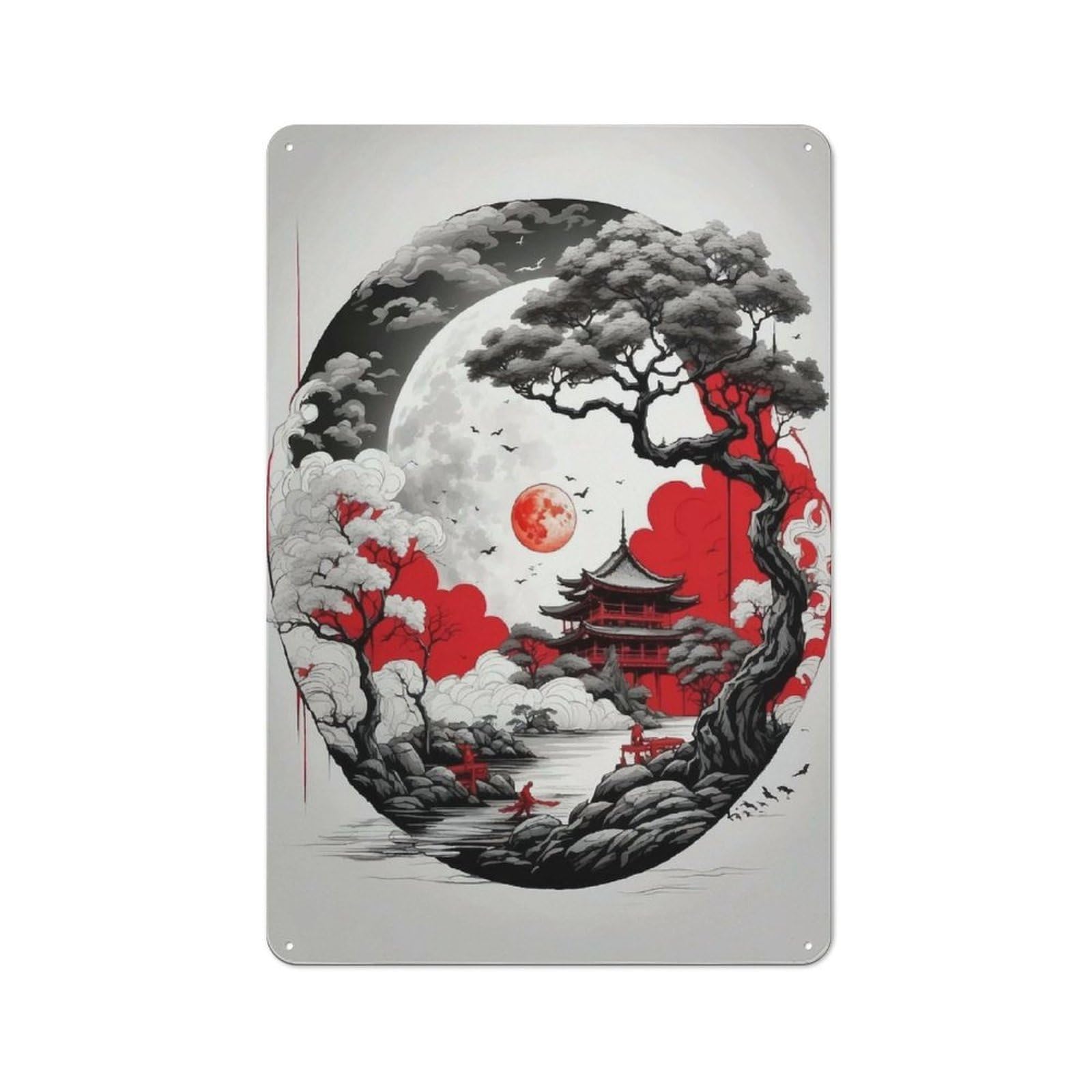 Junmoney Yin And Yang Nature For Bar Or Restaurant, Retro Metal Plaque 30X20cm, A Decorative Christmas Gift For Hospitality Decor Collectors