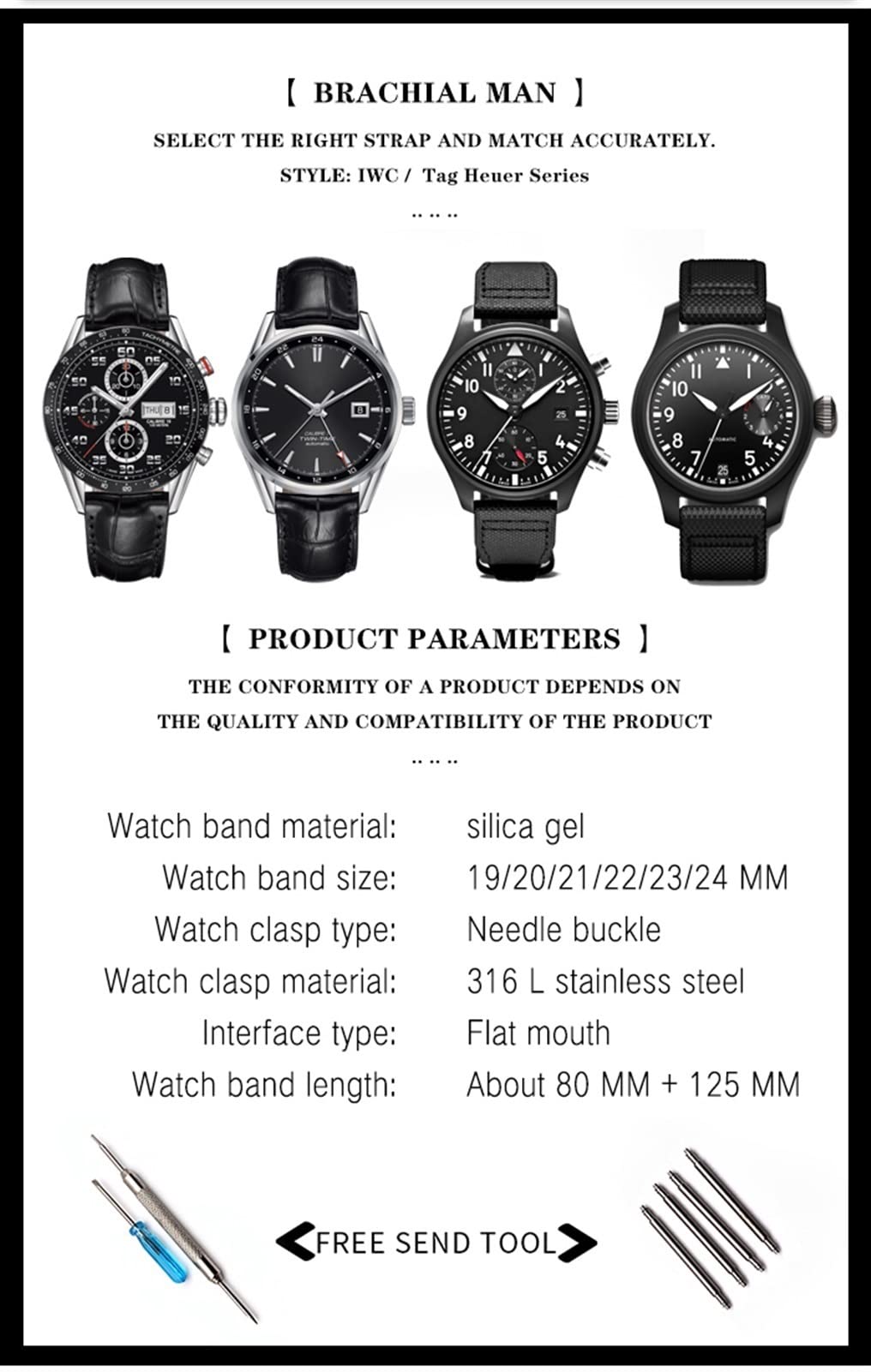 AMSH Pasek do zegarka Rolex 19 mm, 21 mm, 20 mm, 22 mm, 23 mm, 24 mm, miękki wodoodporny silikonowy pasek do zegarka Rolex, 24mm, Agat