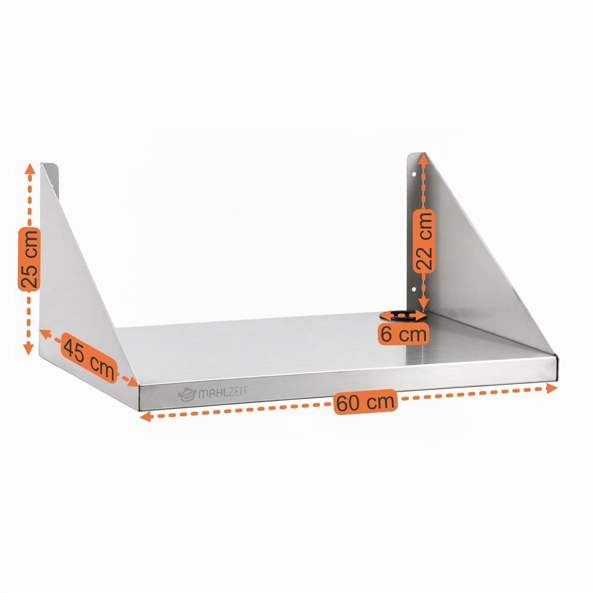 Mahlzeit Estantería para microondas de acero inoxidable, 75 x 50 cm, con pasacables | Estantería para microondas, estantería de cocina, estantería de pared para cocina, estante de pared para cocina