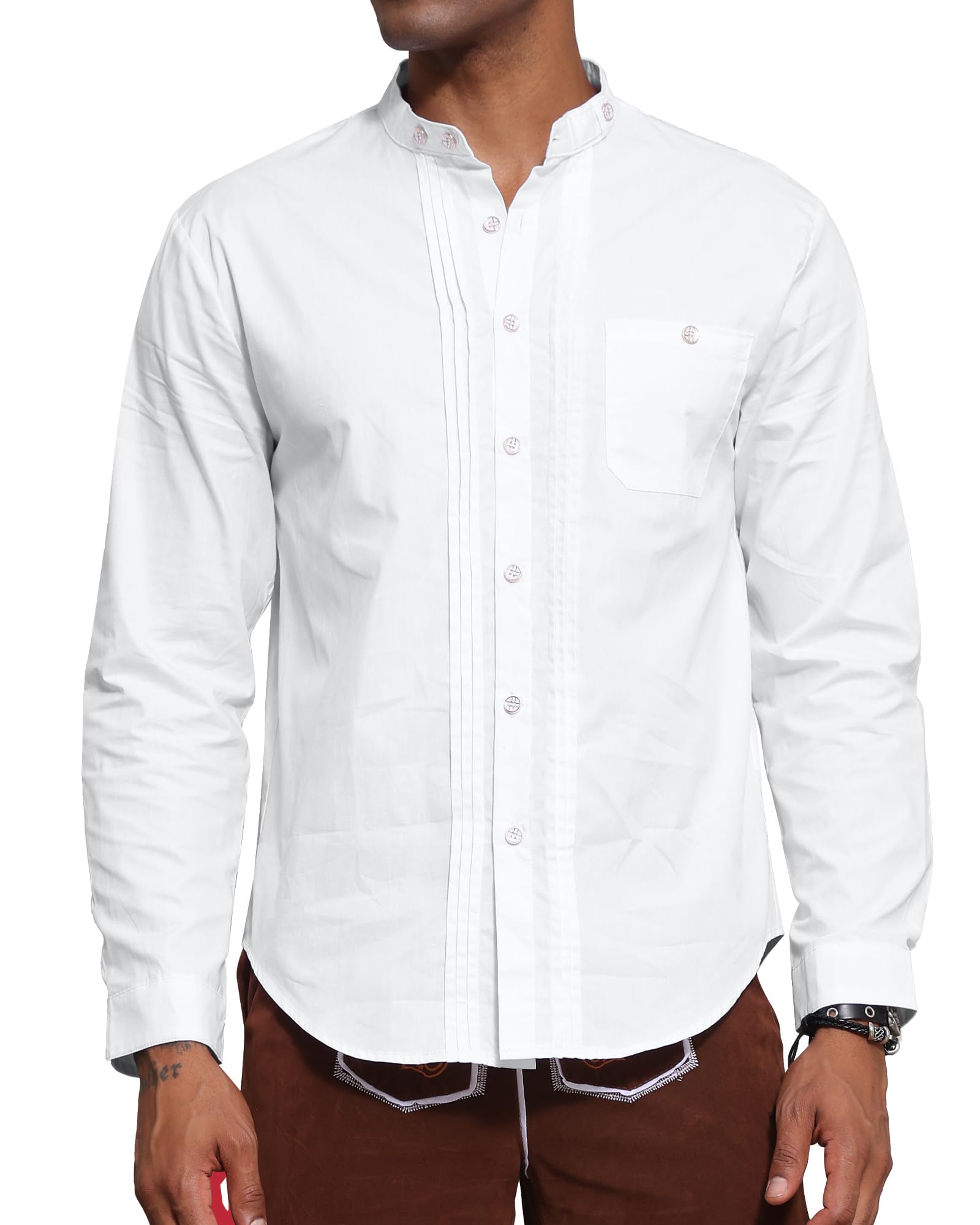 LVCBL Herren Langarm Oktoberfesthemd Freizeithemd Hemden Slim Fit Baumwolle