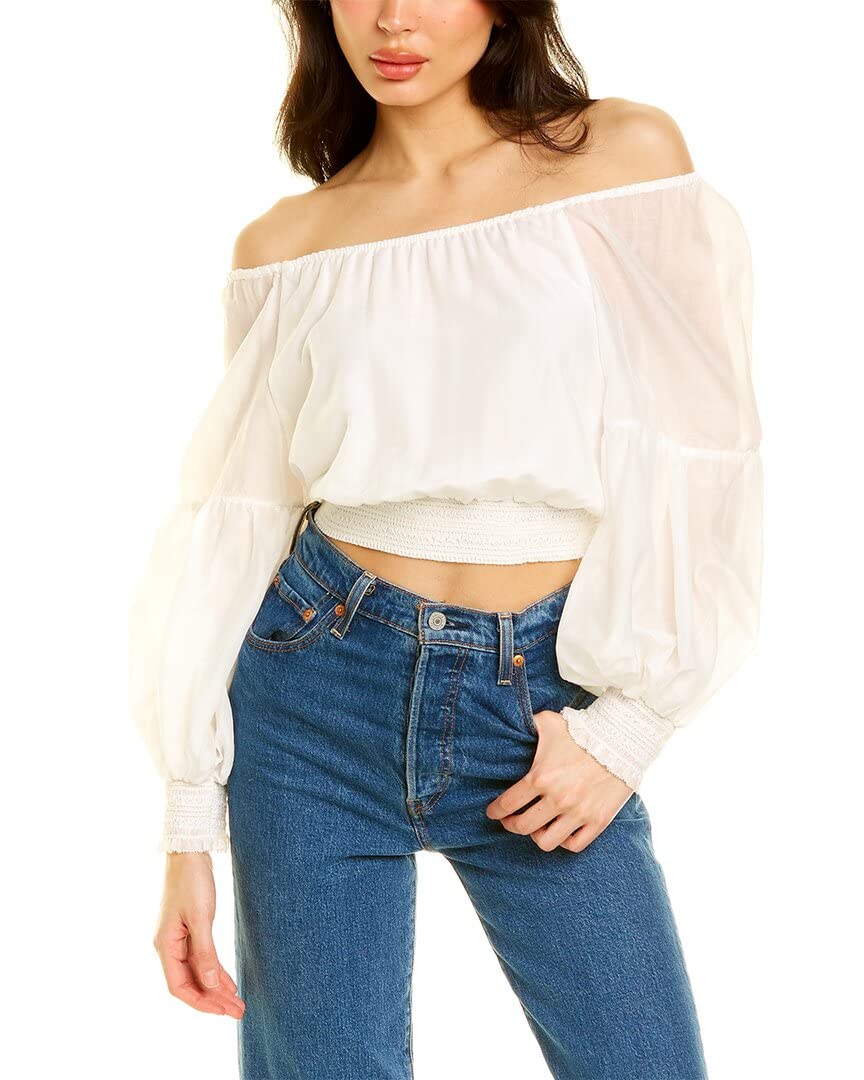 Alice + Olivia Womens Azalea Smocked Off The Shoulder Peasant Top