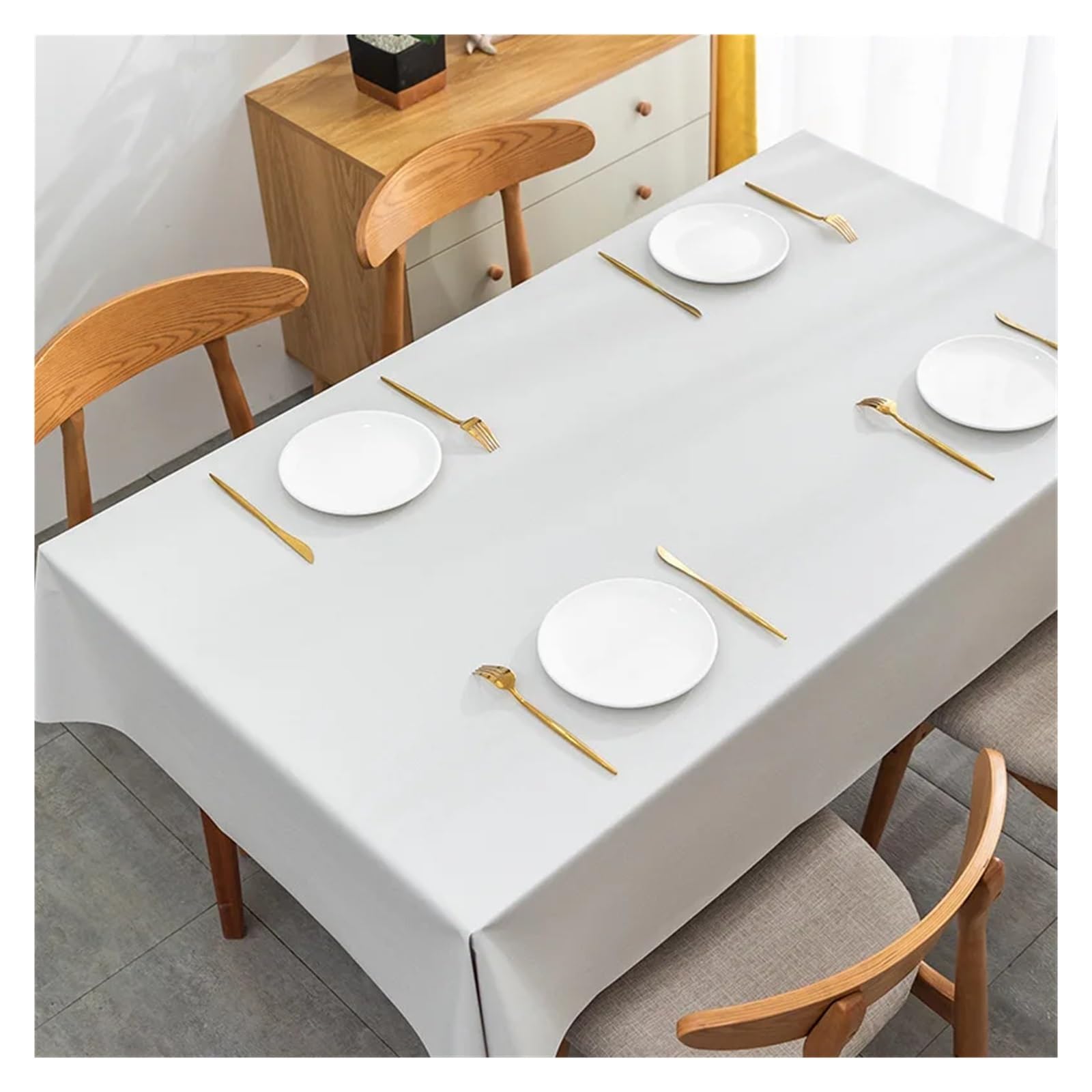 Mzsklw Jade White Waterproof Tablecloth Waterproof Pvc Tablecloth Tea Table Cloth Oil-Proof Rectangular Square Covers Home Kitchen Picnic Mat(,90X90cm)