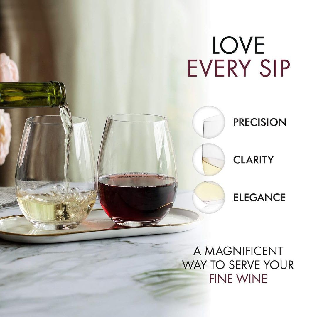 Forestamart 4pcs, Stemless Wine Glasses for Red Or White Wine, 350ml Great for Drinking Wine ||Whiskey Or Juice|| Versatile Glass Cups/Glassware Sets/Glass Tumblers 4