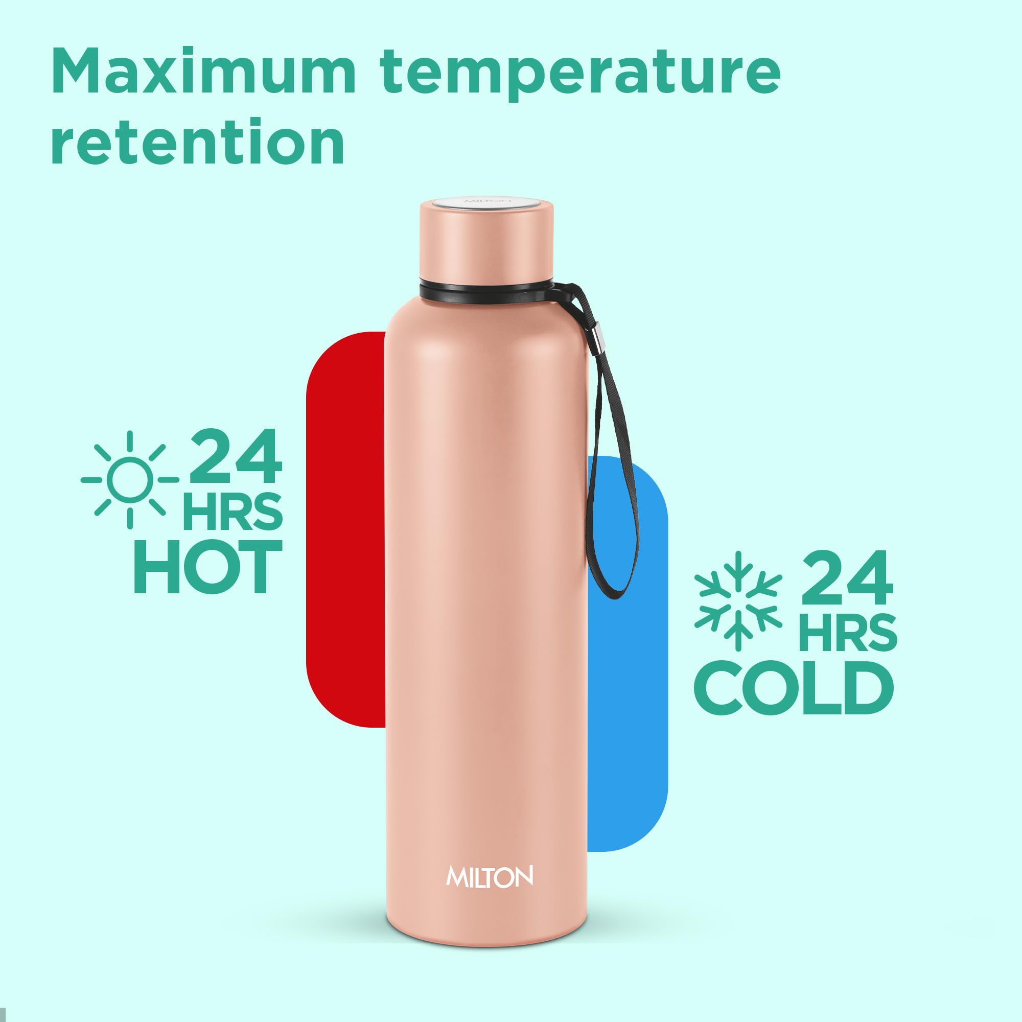 Milton Aura 1000 Thermosteel Flasche, 1,05 Liter, Beige | 24 Stunden heiß und kalt | leicht zu tragen | rostfrei & auslaufsicher | Tee | Kaffee | Büro | Fitnessstudio | Zuhause | Küche | Wandern |