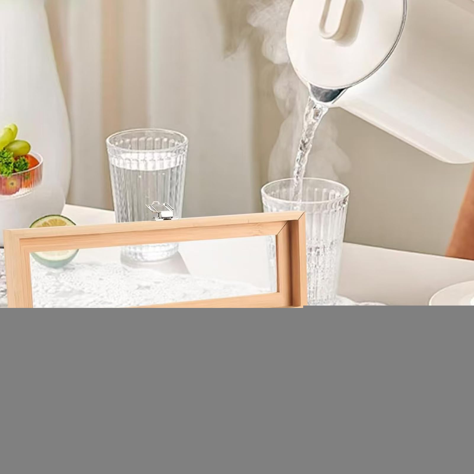 Caja de té con múltiples compartimentos: organizador de madera para cocina, café, azúcar, especias, almacenamiento de bolsas de té y soporte para cápsulas, bandeja de cajón versátil para condimentos y