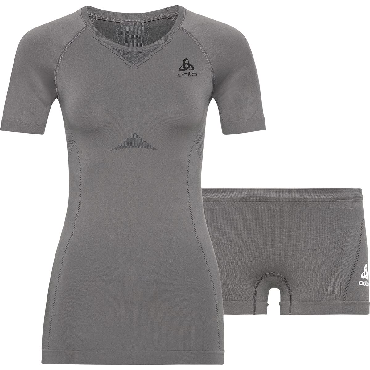 Odlo Damen Fundamentals Performance Light Set – Steel Grey / Graphite Grey, Größe S