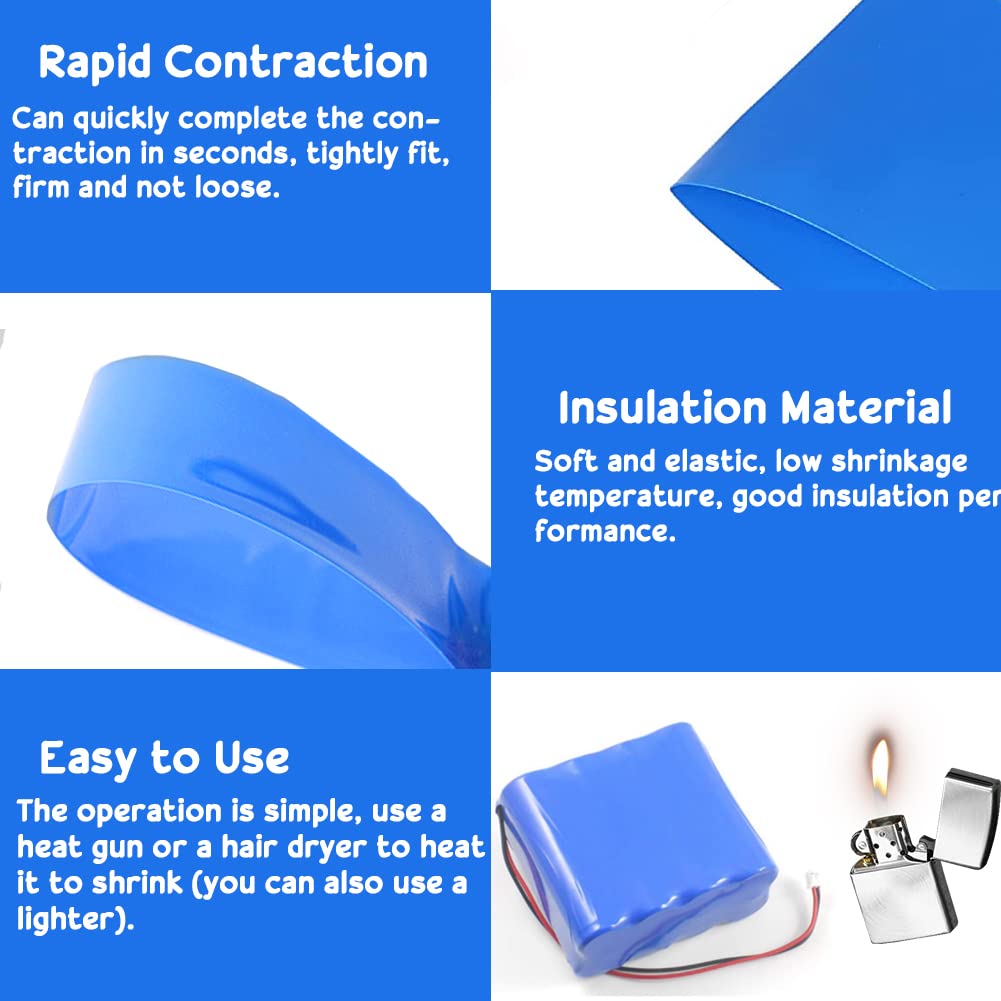 Gaine Thermorétractable Transparente Gaine Thermorétractable DOUSELLA 3m X 180mm - Protection Batterie PVC Bleu, Basse Température -40°C à 105°C Manopole Domino