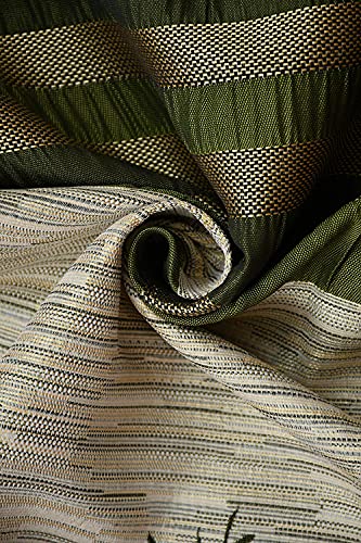 Image of HOME UTSAV 1 Piece Jute Blackout Semi Sheer Heavy Jacquard Tree Curtains for Door 7 Feet, Green