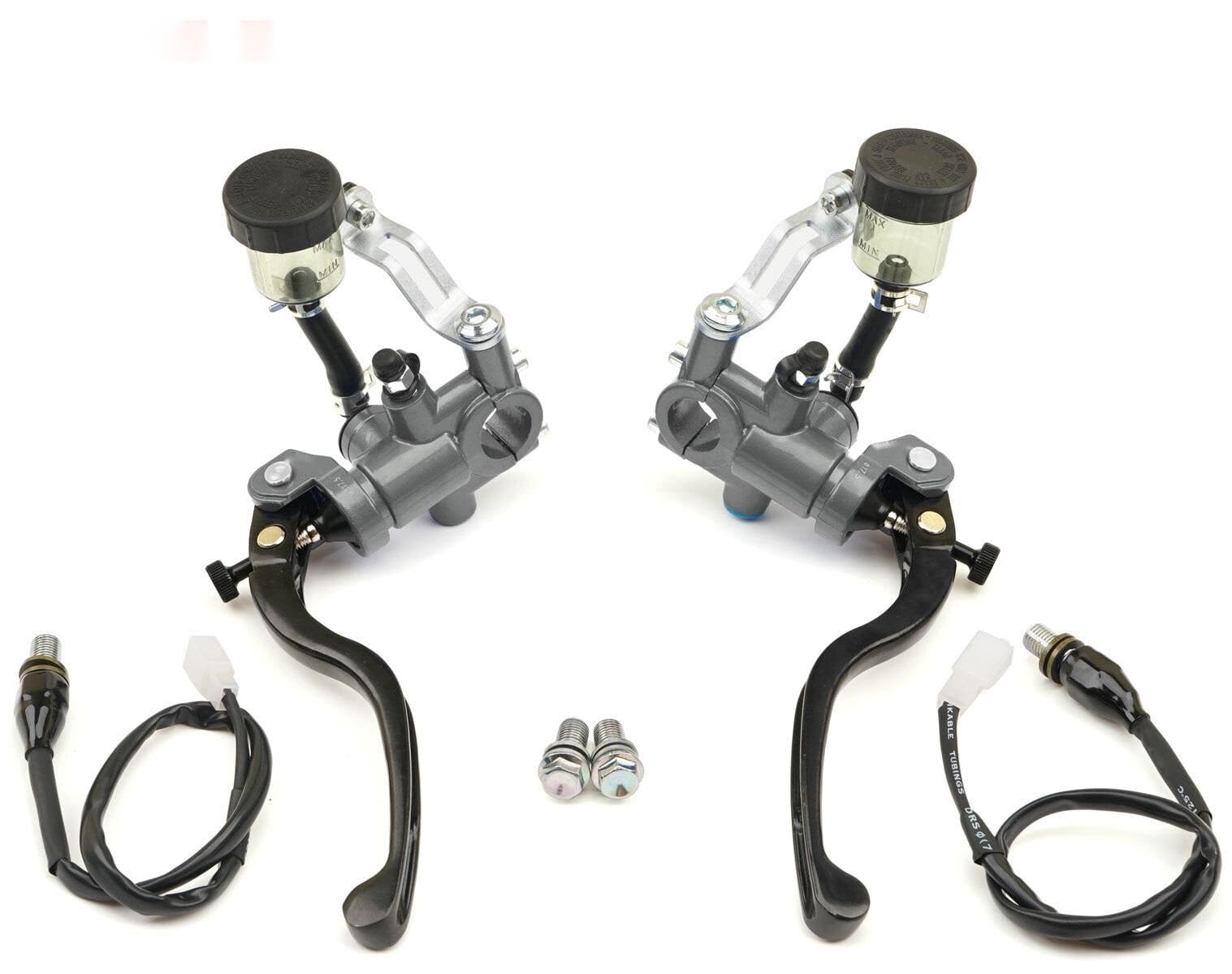 Leva frizione e freno Leve del cilindro principale della pompa freno frizione radiale universale per motociclette, pistone da 17,5 mm(One Pair Grey)
