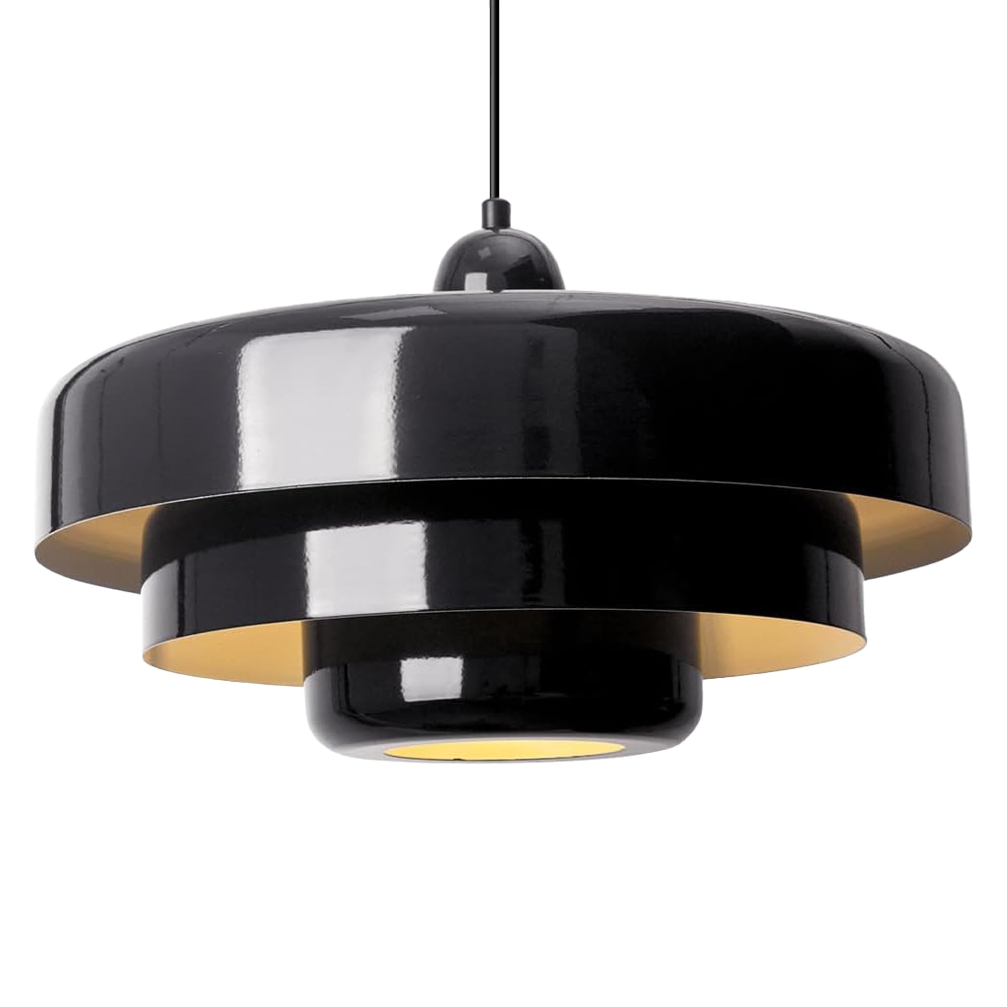 Black Pendant Lights Kitchen Island, Modern Ceiling Pendant Lighting Fixtures Adjustable Hanging Pendant Light 3-Layer Metal Shade Design Vintage Flush Mount Light for Dining Table Living Room Hallway