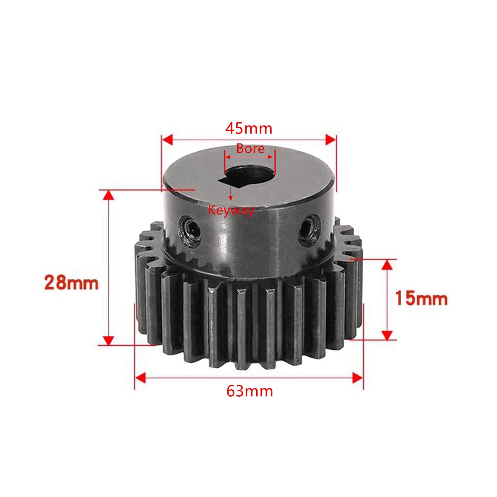 Koło czołowe z 40 zębami z piastą, koło czołowe z paskiem, moduł 1,5, otwór wewnętrzny 18 mm, rowek klinowy 5 x 2,3 mm