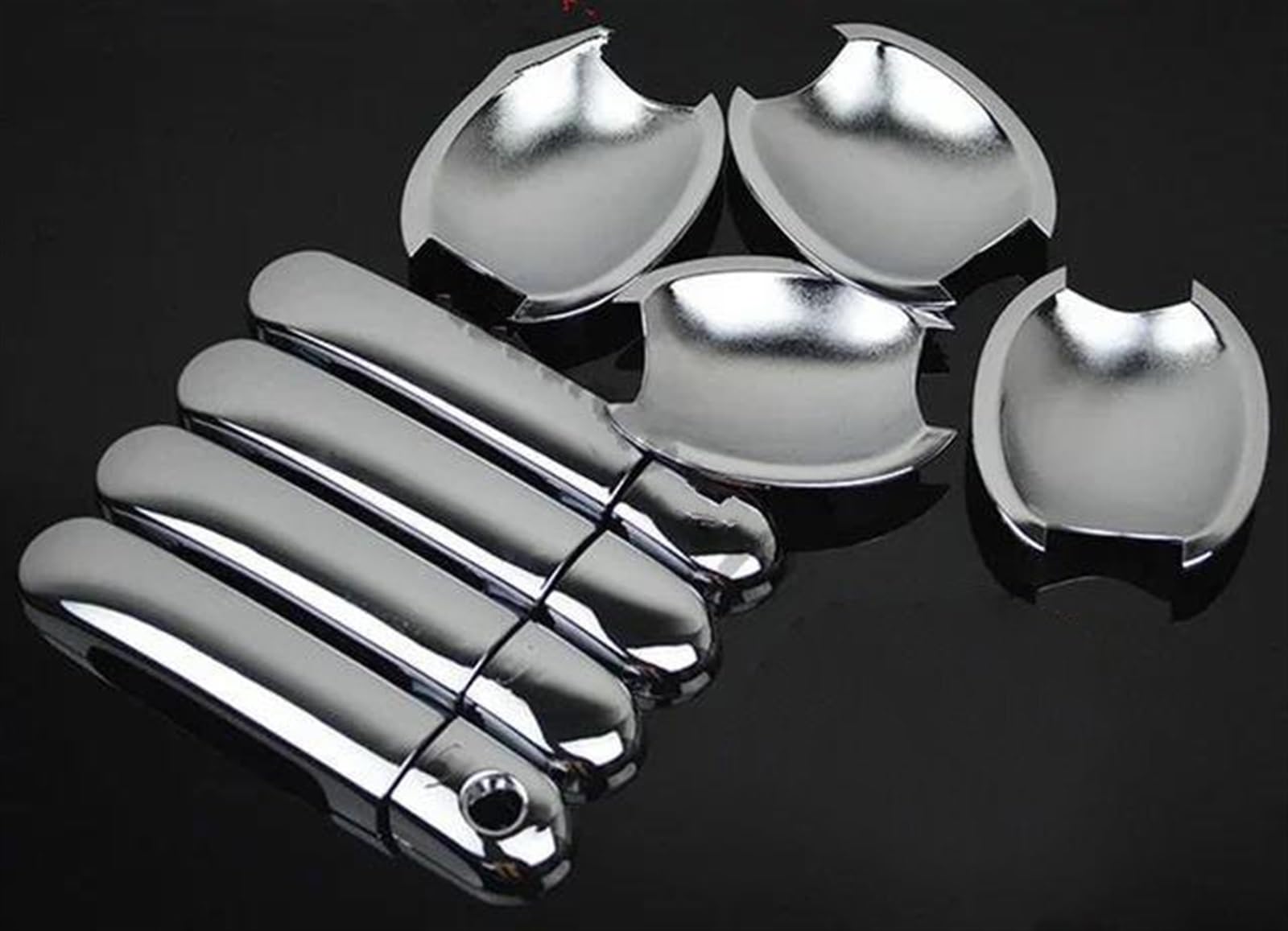 KJHOPY Carbon Fiber Chrome Car Door Handle Bowl Cover for Nissan for March/Micra K12 2003-2010 Sticker Exterior Door Handle(D)