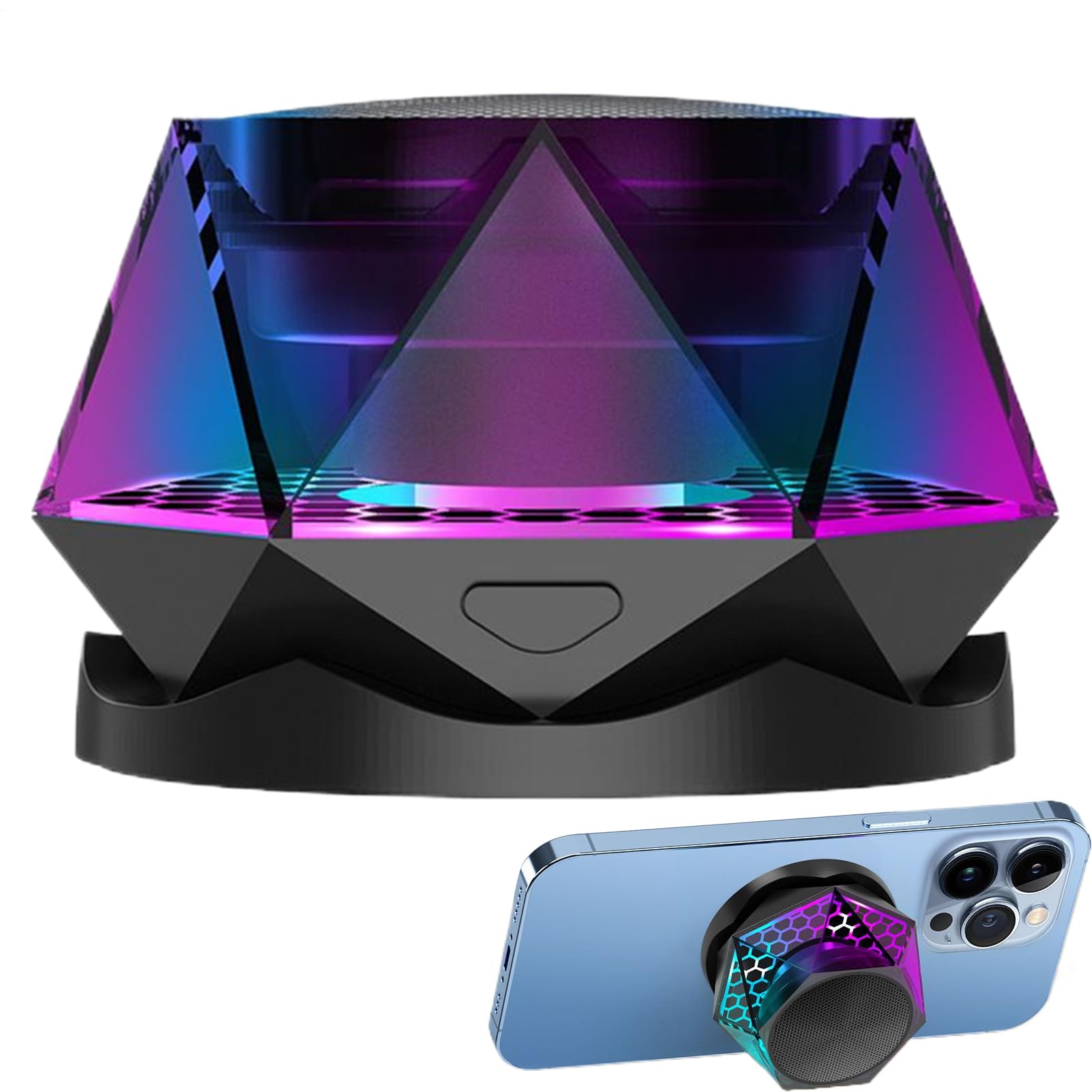 Magnet Speaker - Wireless Portable Magnetic Speaker - Magnetic Bluettooth Clear Sound Speakers Portable Phone Stand RGB Lighting