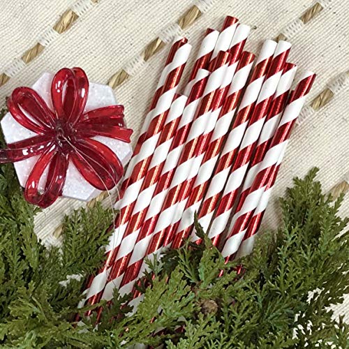 Pitillos decorativos de papel rojo y blanco 100 unidades miniatura 4
