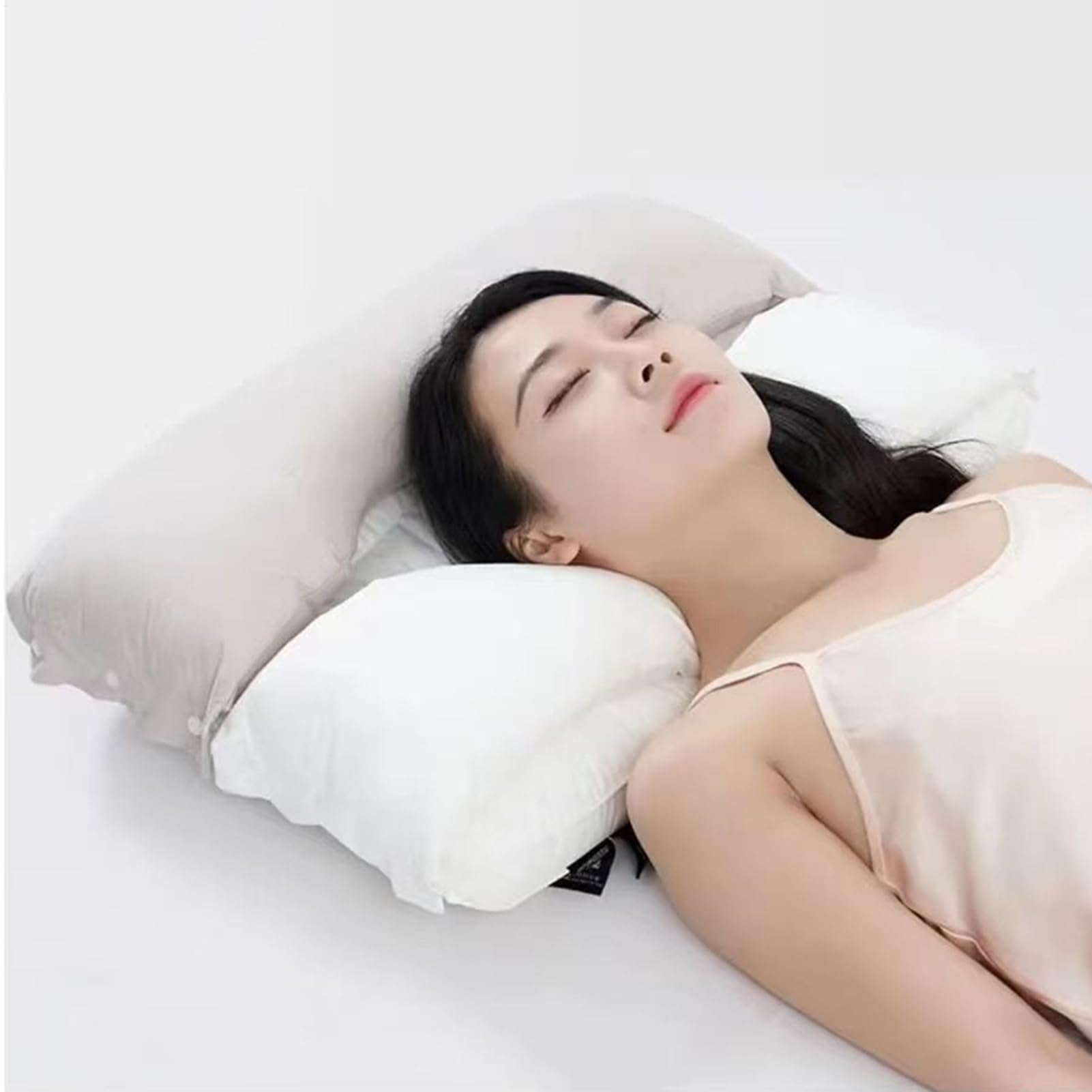 Generisch Almohada para cama con soporte cervical ergonómico | Doble zona almohada para dormir para hotel, sofá de viaje, dormitorio, hombres, adolescentes, adultos