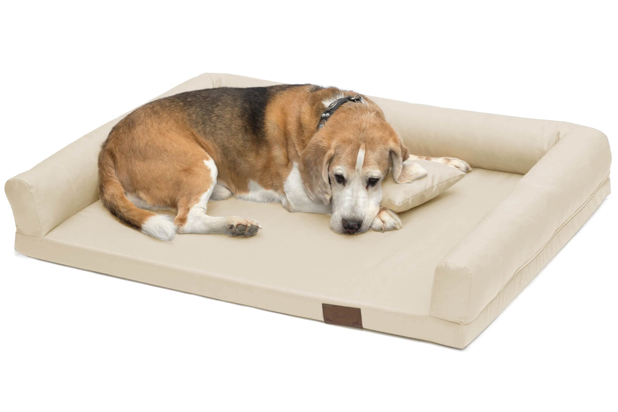 Juelle Cama ortopédica para perros, colchón ergonómico con lados para perros medianos, funda extraíble, lavable a máquina, Lucky M-XXL (tamaño: M – 100 x 75 cm, color crudo)