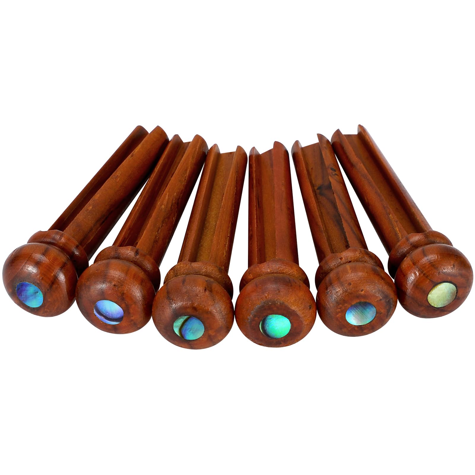 Blisstime 6pcs Rosewood Guitar Bridge Pins Inlaid Abalone Dot Acoustic Guitar Replacement Parts (yellow brown)