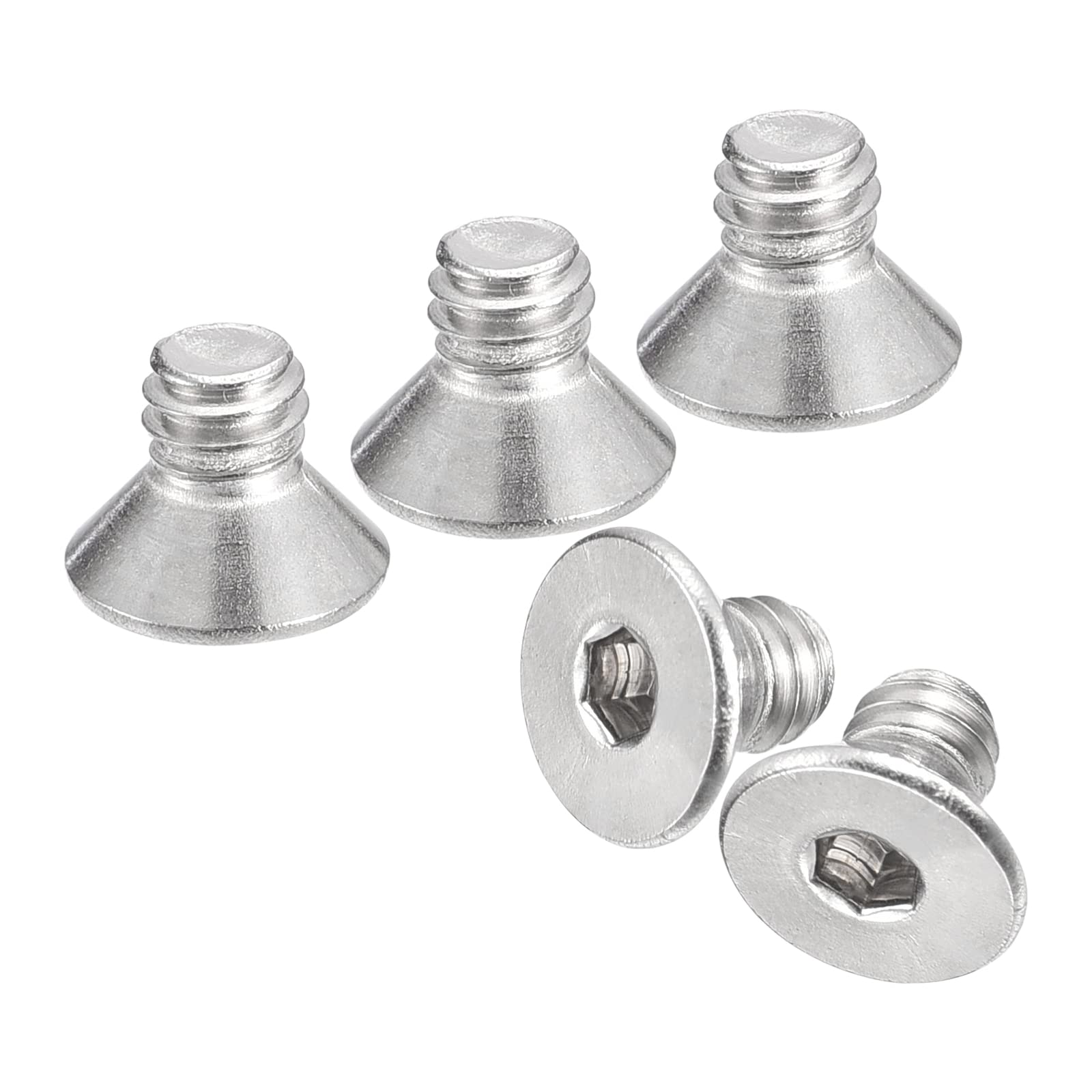 sourcing map #8-32x1/4" Flat Countersunk Head Socket Cap Screws, 100Pcs 304 Stainless Steel Hex Socket Flat Head Screws, Full Thread, Countersunk Bolts