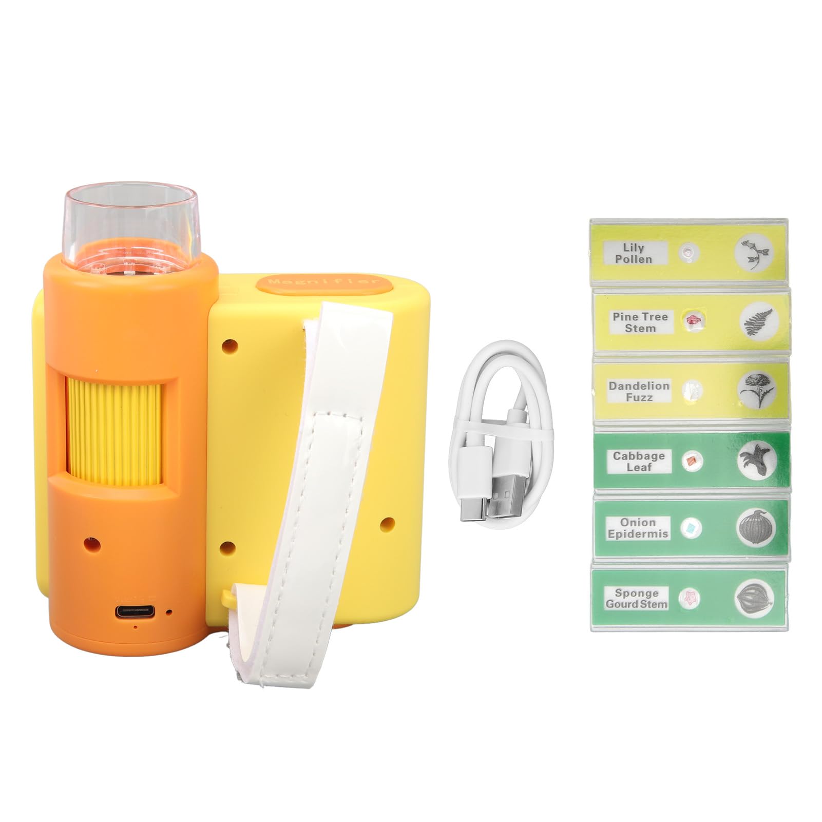 aqxreight Dziecięcy Mikroskop Aparat 2 -cin Screen 1000X Powiększenie LED 1080p Zdjęcie Wideo Ręczny Mikroskop Cyfrowy dla Uczniów Biały (YELLOW)