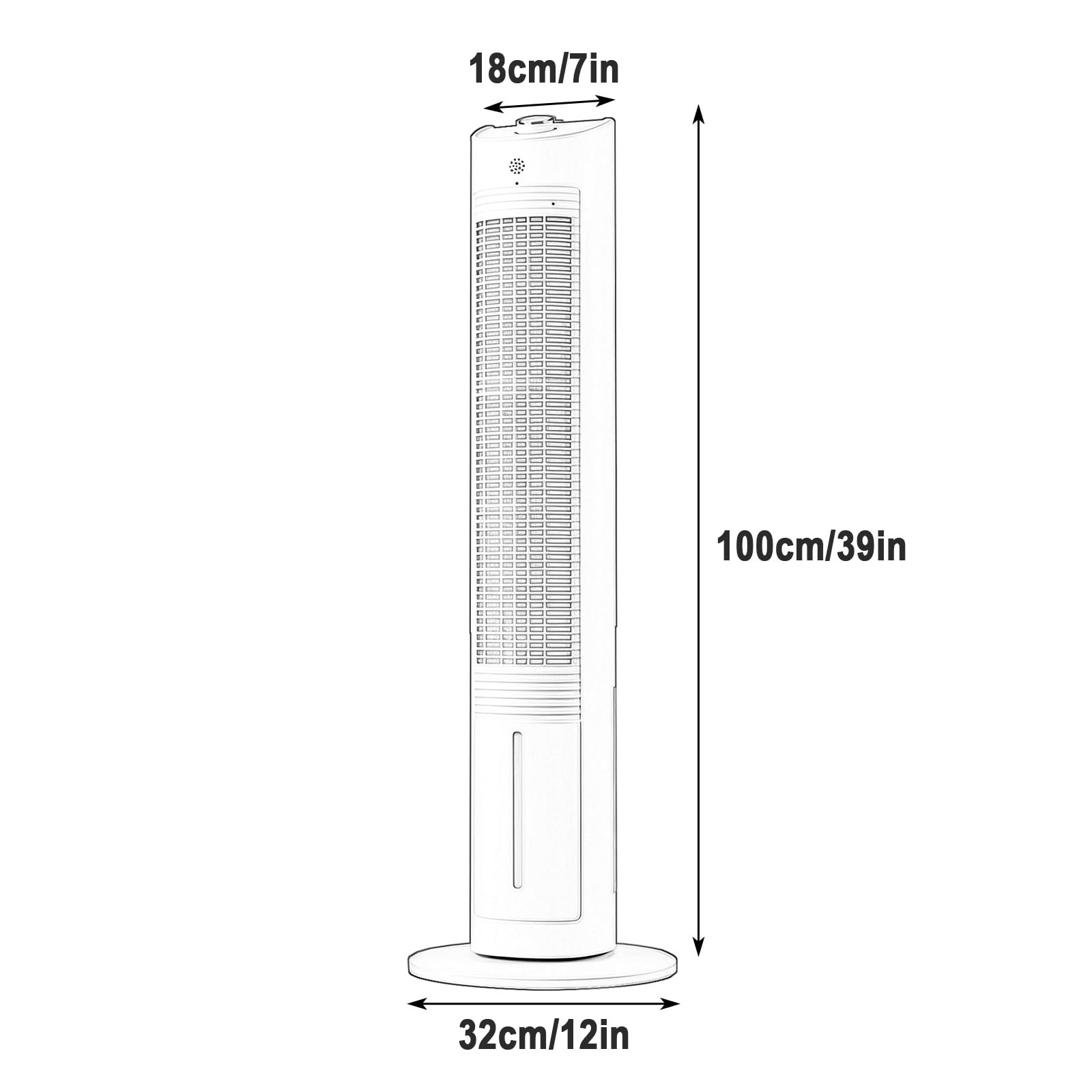 Ventilador Columna, Ventilador de Pie Silencioso, 30W, Oscilación de 80° | Ventiladores de Torre, 3 Velocidades, 3,6L, Refrigeración con Cristales de Hielo, para Hogar, Altura 100cm