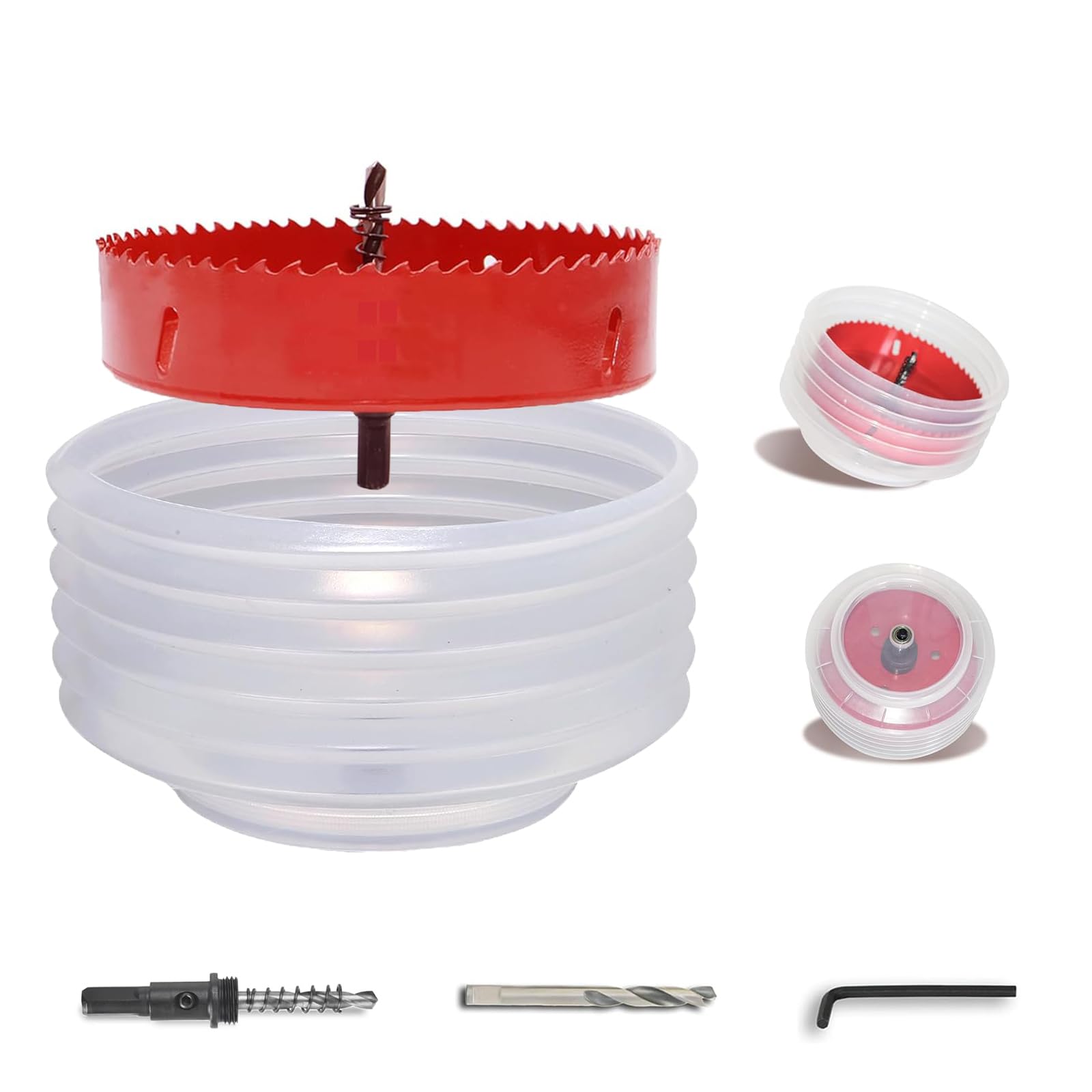 6 Inch Hole Saw with Dust Bowl for Recessed Lights Can Lights HSS Bi-Metal Holesaw Drill Bit Wood Metal Drywall Hole Saw Cutter for PVC,Plastic,