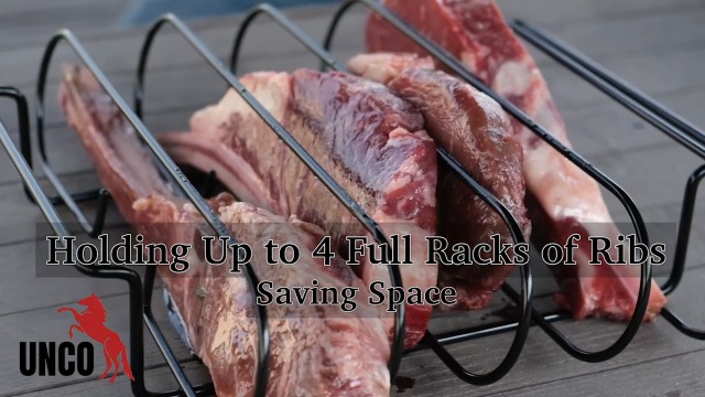 Parrilla Para Asar Carne UNCO- Stainless Steel Rib Rack, Holds Up To 4 Full Racks Of Ribs For Smoking, Smoker Rack For Grilling, Nonstick BBQ Rib Rack Stand Holder Near Me