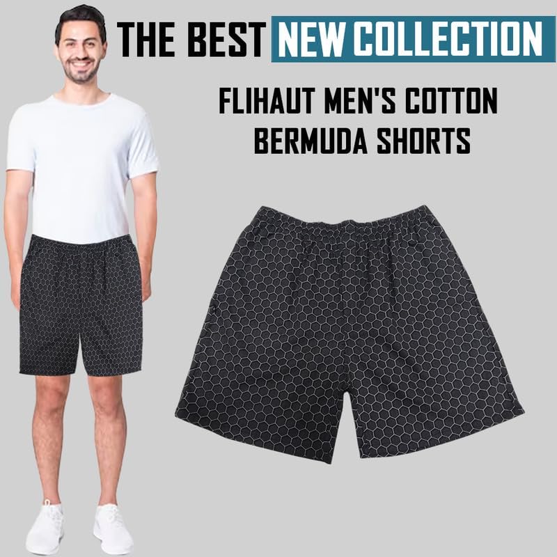 Image of Men's Cotton Shorts Waistband, Zip Fly, 1 Zip Pocket, Back Pockets (Pack of 2)