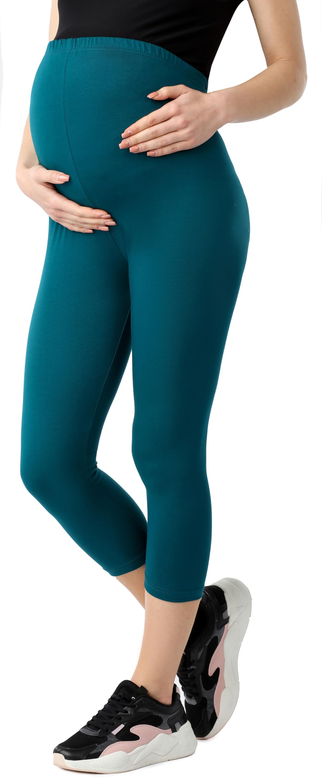 Be Mammy Damen 3/4 Umstandsleggings aus Bio-Baumwolle BE20-284