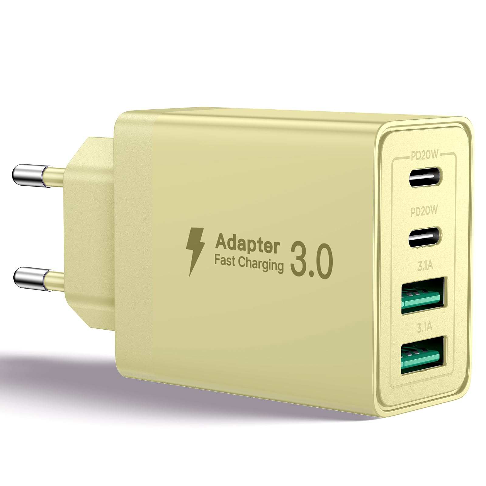 Aioneus Chargeur USB C, 40W 4 Port Prise USBC Chargeur Rapide iPhone, 3.1A PD+QC