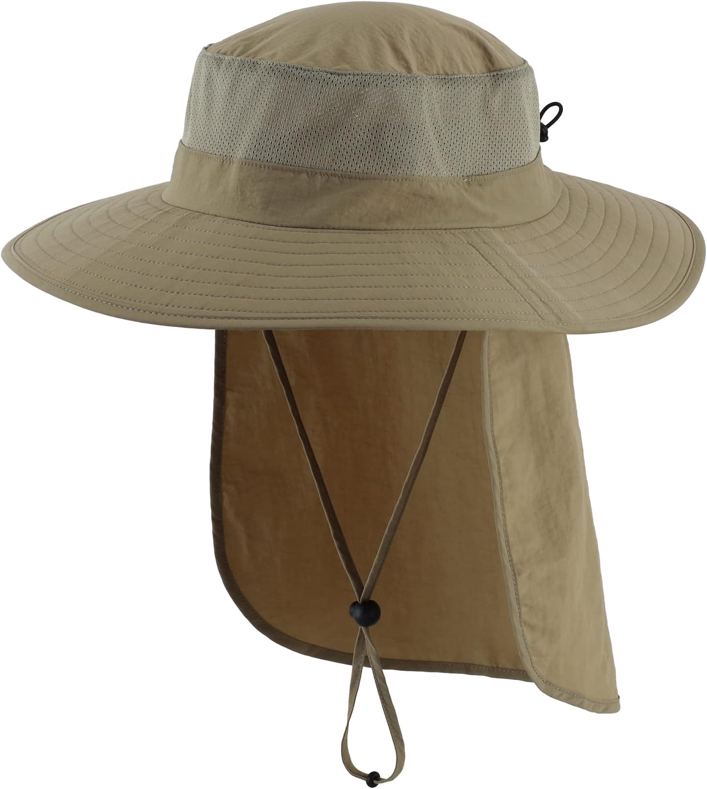 Outdoor UPF 50+ Mesh Sun Hat Wide Brim Fishing Hat with Neck Flap Hiking Bucket Hat for Men