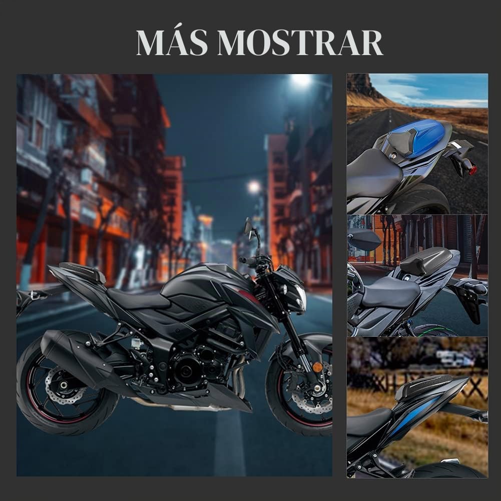 Cubierta de Joroba de Asiento Individual para Pasajero Trasero de Motocicleta, sección Trasera de carenado de ABS Duro para GSX-S GSXS 750 GSXS750 GSX-S750 2017-2023 (Negro Mate)