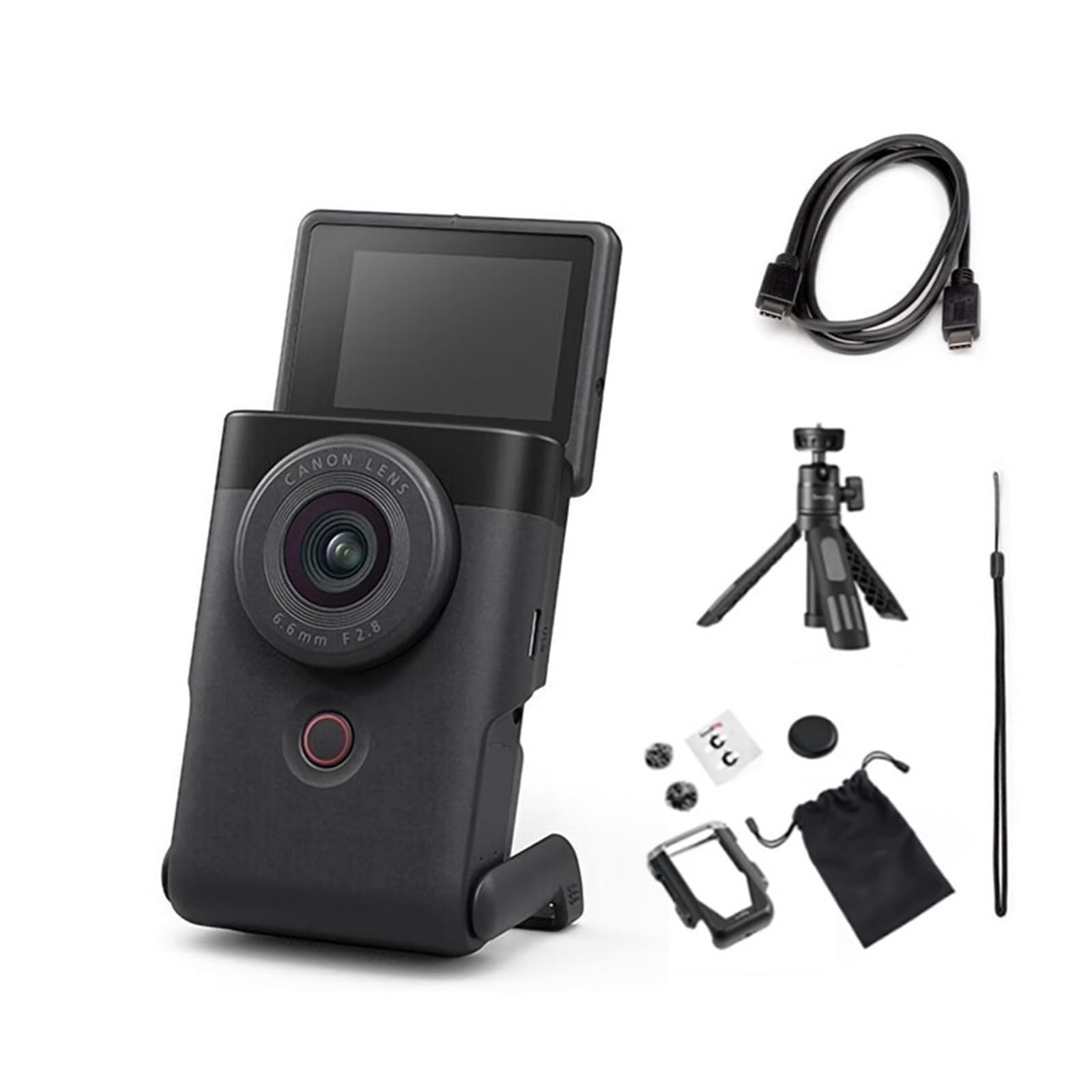 Fotocamera Digitale 4k Vlog Home Viaggi Registrazione Automatica Dal Vivo Cattura I Dettagli Con Nitidezza(Black Vlog Set)