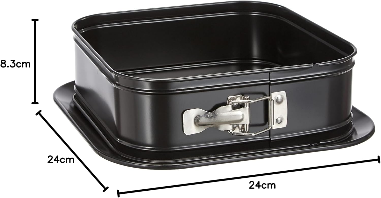 Ibili Moka Square Springform Pan Cake Mold Tin Non Stick with Loose Detachable Extra Large Bottom for Baking - Made In Spain - Rolled Steel - 9.4" Inches - 24cm