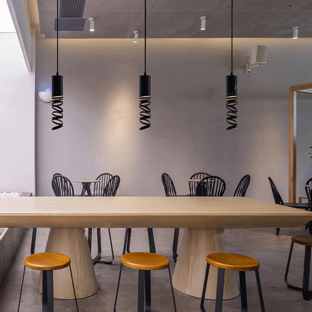 Lámpara Colgante LED De Luz Cálida De 7 W, Lámpara De Iluminación De Cabecera Negra Moderna con Diseño Inferior Recortado, para Barra De Comedor Encima De La Mesa De La Isla De La Cocina