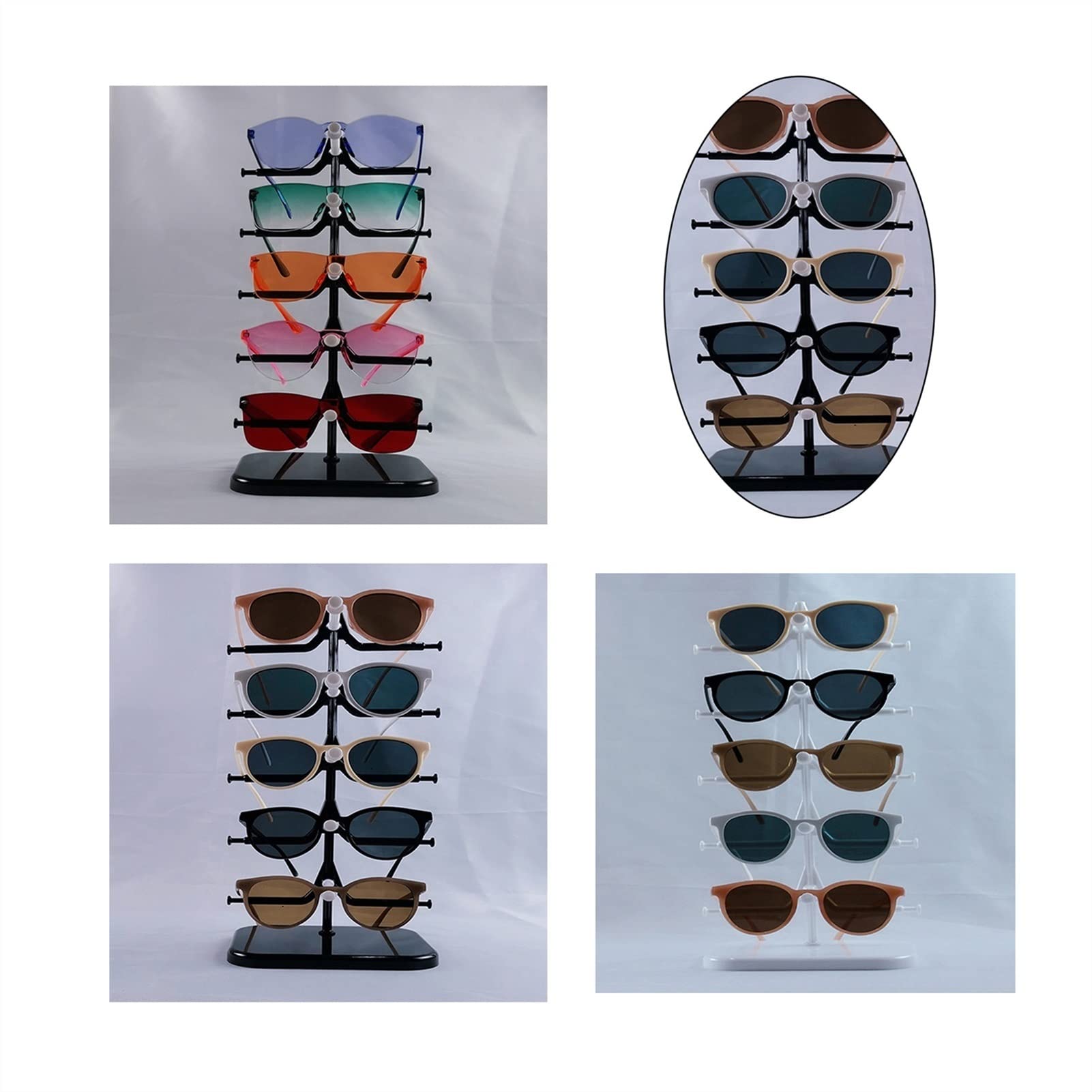 Brillenhalte 5 Schichten Sonnenbrillenanzeige Rack Regal Brillen Zeigen Standhalter for 5 Paare Gläser Brillenständer (Color : Schwarz)