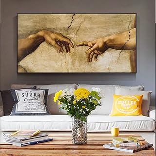 WQHLSH Creazione di Adamo di Michelangelo Mondo Quadri di Quadri Canvas Poster e Stampe Immagini Wall Art for Soggiorno Home Decor 24x48inchx1 Nessuna Cornice