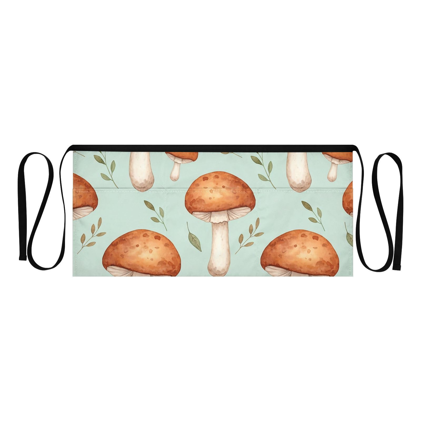 Mushroom Waist Apron with 3 Pockets Half Apron for Servers& Waiters by Wajiw – 25.2 x 11.8 in, Polyester, A129, Model G517617233p1023c1088s2479
