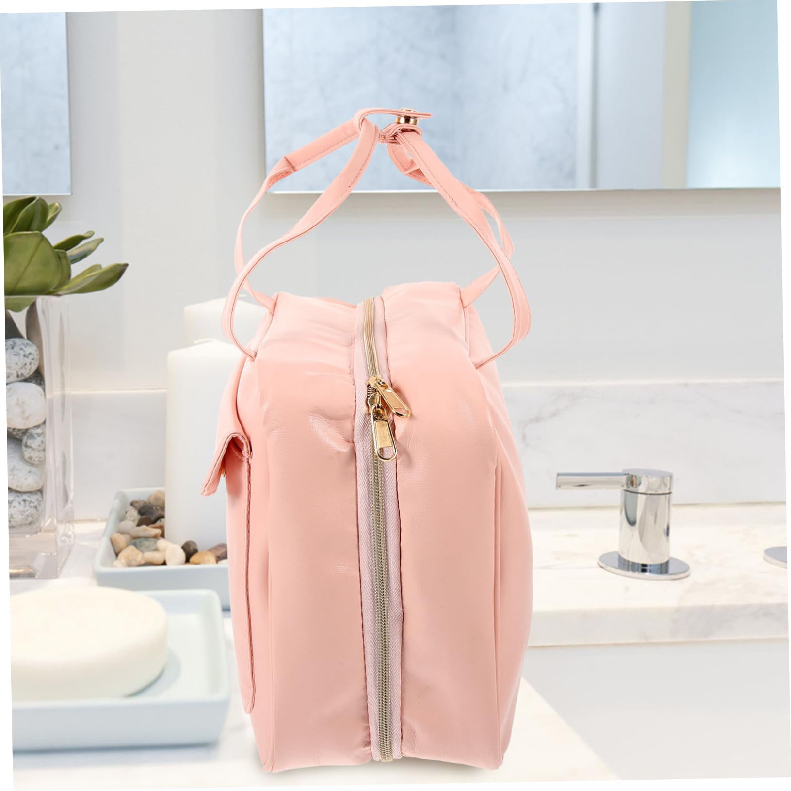 Neceser de Viaje Colgante y Asa Múltiples Compartimentos Bolsa de Cosméticos en PU Adecuado para Viaje para Mujer y Uso Exterior