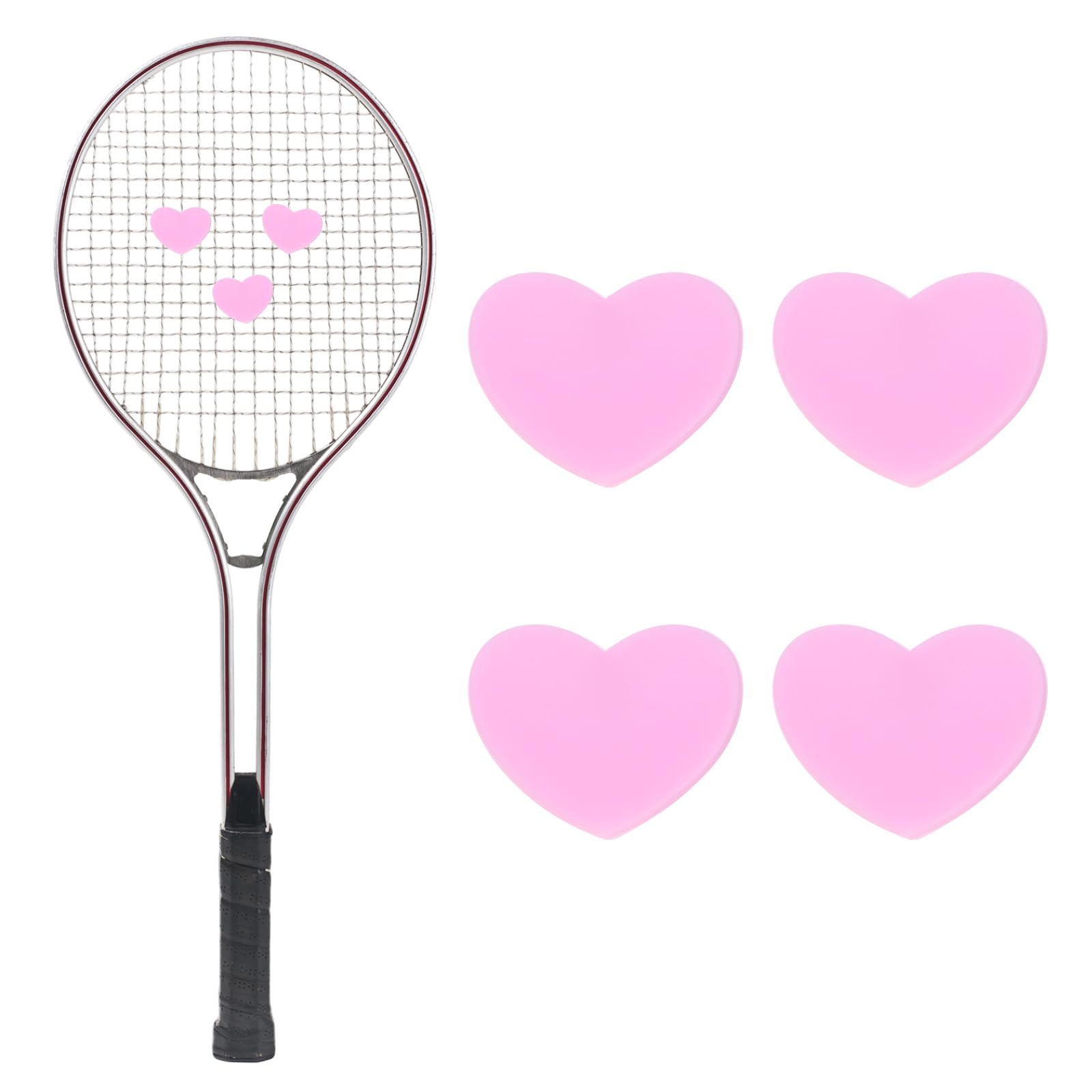 TIXIPEM Tennis Racket Dampener [4PCS] - Funny Heart Shape Silicone Tennis Shock Absorber Racket Vibration Dampener Use for Racket [Purple]