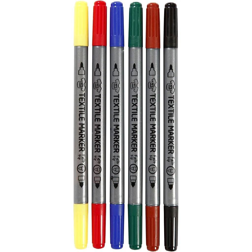 Creativ Company 6-Piece Fabric Markers, Assorted Colors